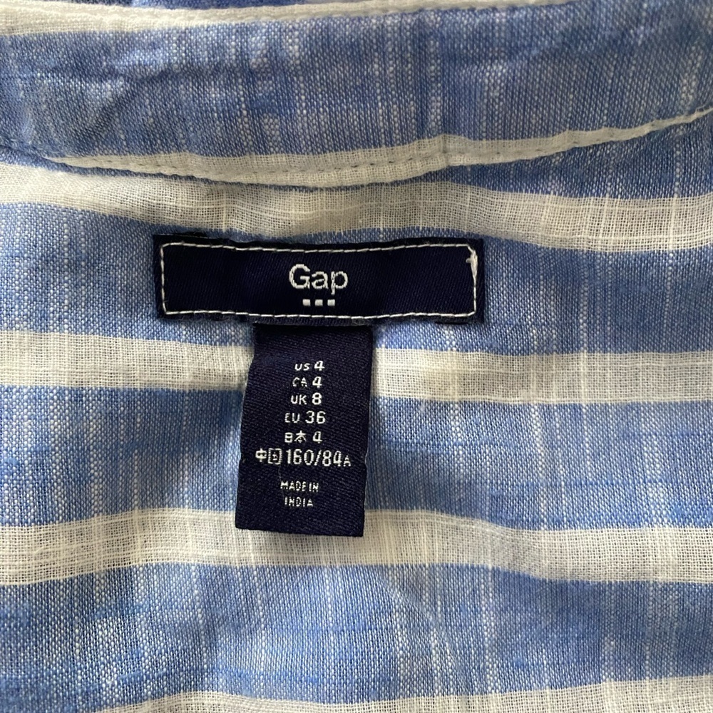 GAP Blue and White Stripes 100% Cotton Sleeveless Button Front Dress Size 4 - Picture 8 of 9